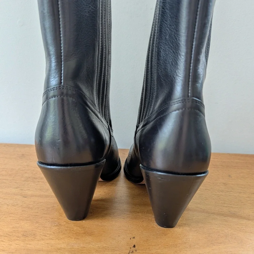 Polo Ralph Lauren Lowrey Black Leather Western Ankle Boots‎ Womens 11B Portugal